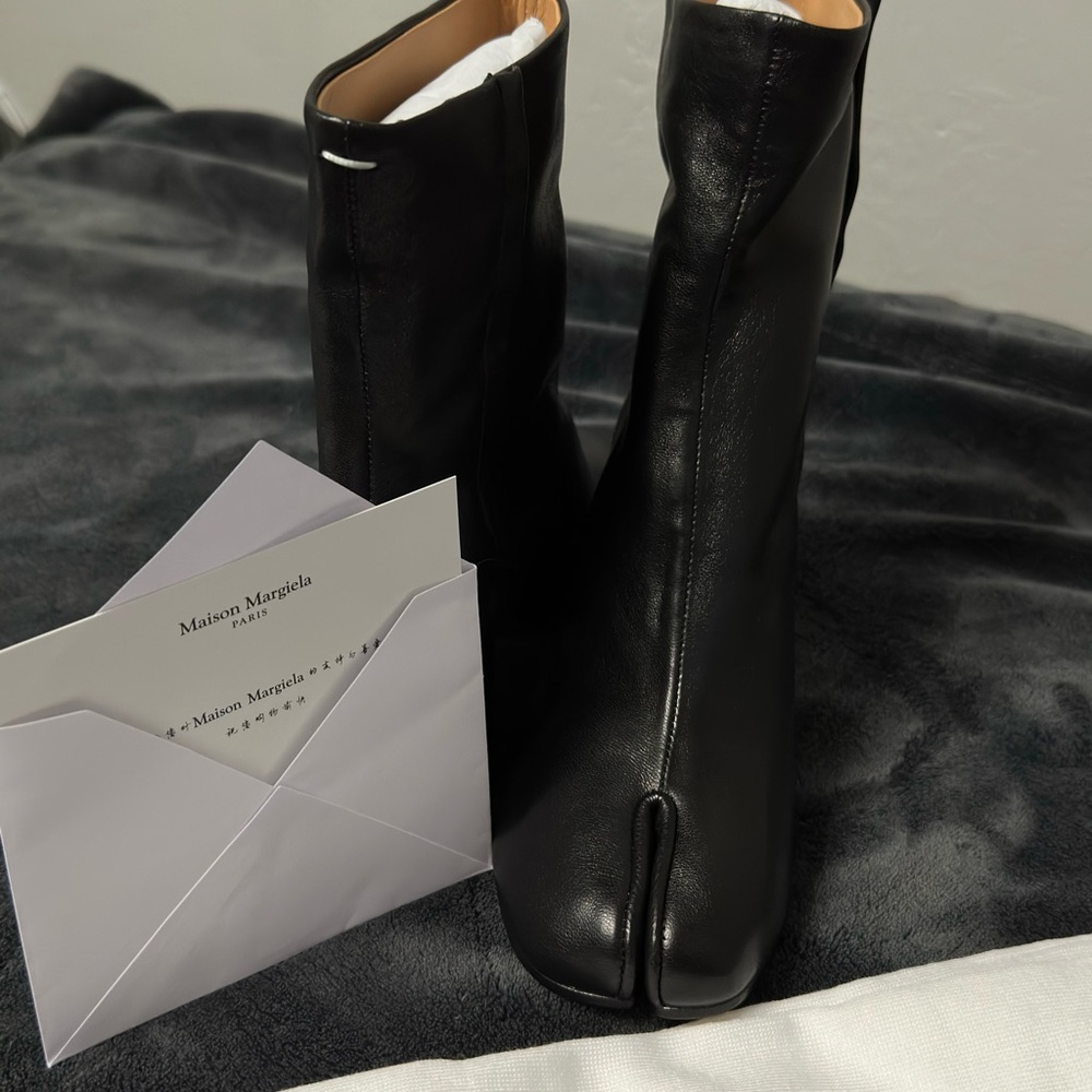 Maison Martin Margiela Black Leather Tabi Ankle Boots